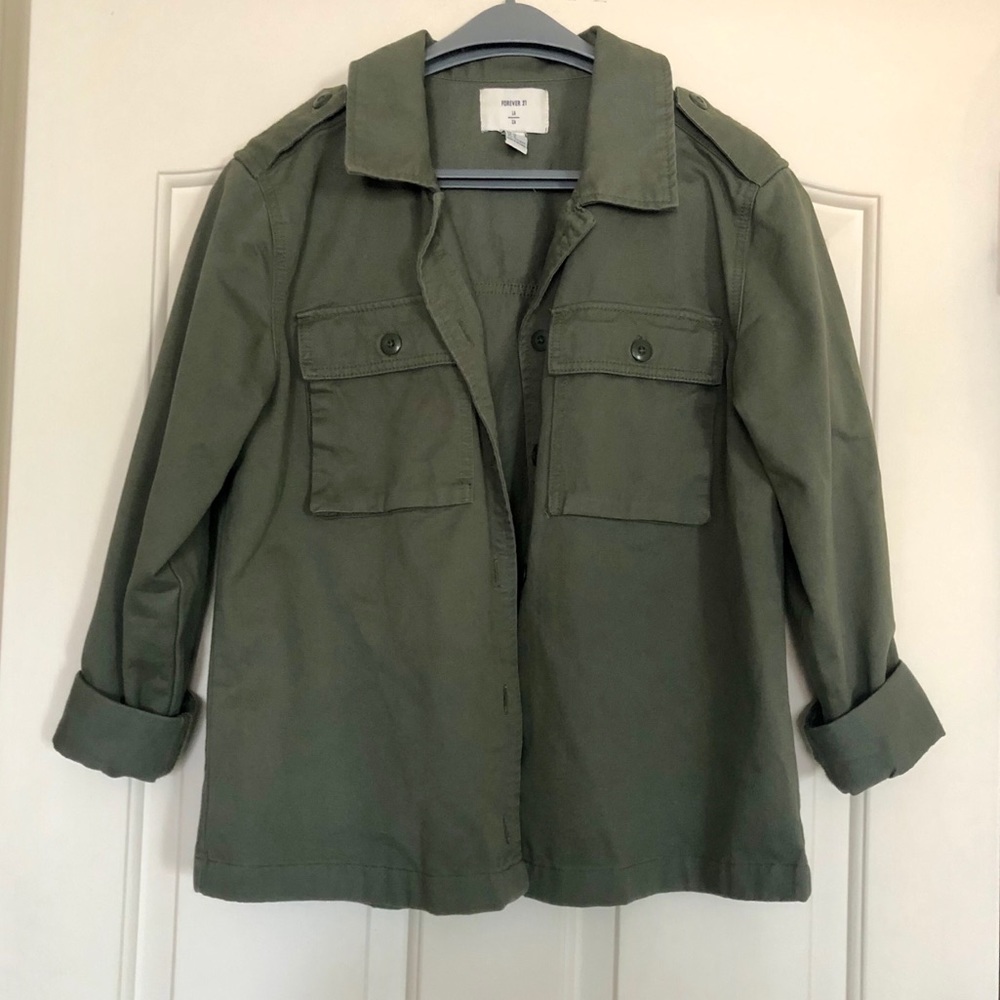 Forever 21 Olive Green Trucker Jacket